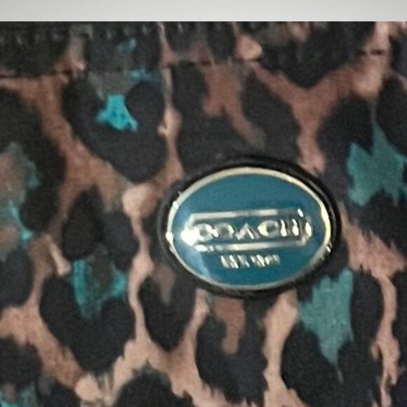 Coach Ocelot Jade Black Animal Print Travel Nylon Packable Weekender w/Pouch - Picture 3 of 4